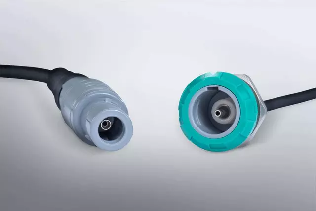 Front view of the Polymer Optical Fiber in a plastic housing